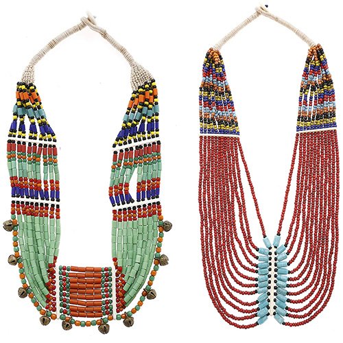 The traditional Naga jewellery, made from beads, stones, and metals, complements the textiles, making the overall design language of Nagaland both bold and deeply symbolic; Image credits: Sayuri